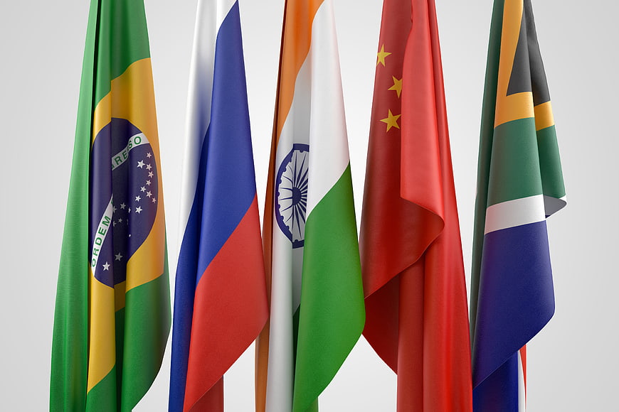 Brics Nations Flags 3D Render