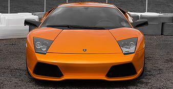 Front View of Orange Lamborghini Murcielago Supercar