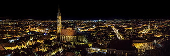 Panoramic Night View of Landshut Cathedral and City Lights