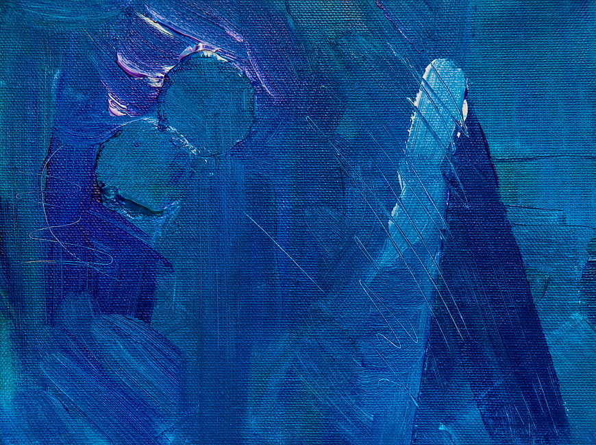 Abstract Blue Acrylic Painting Texture Close Up