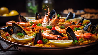 Delicious Seafood Paella with Shrimp and Mussels