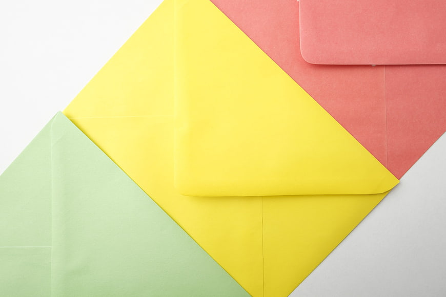 Colorful Envelopes Flat Lay Stationery Background