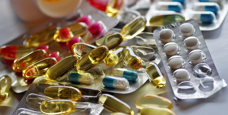 Assorted Pharmaceutical Pills And Capsules In Blister Packs