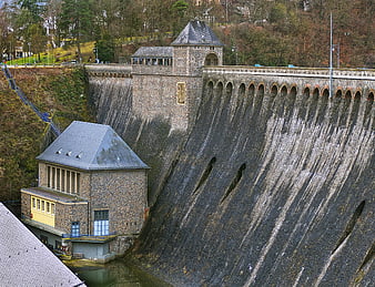 Edersee Dam Wall and Gate Building in North Hesse