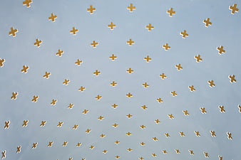 Gold Crosses on Blue Ceiling Pattern
