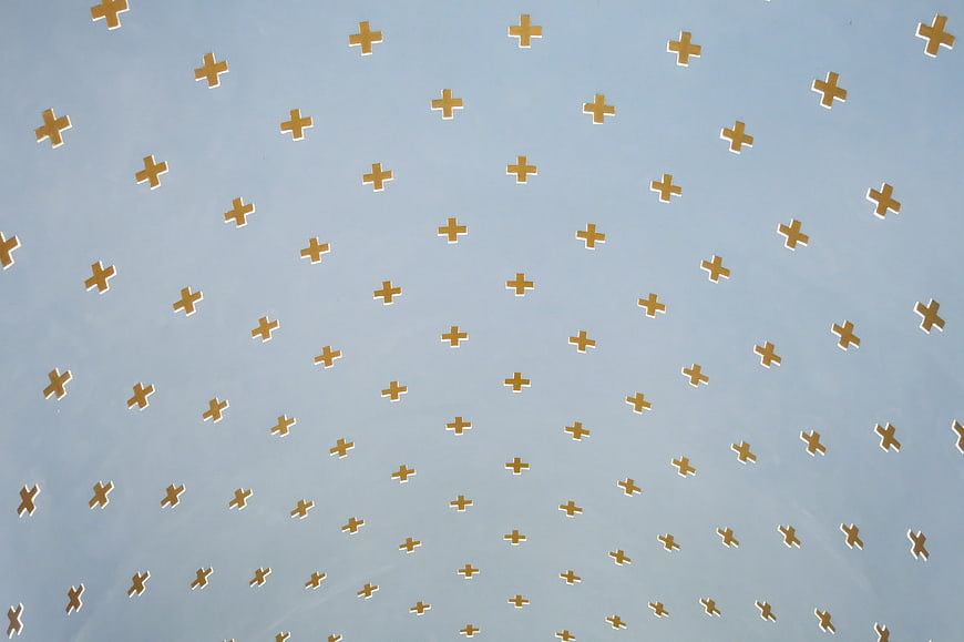 Gold Crosses on Blue Ceiling Pattern