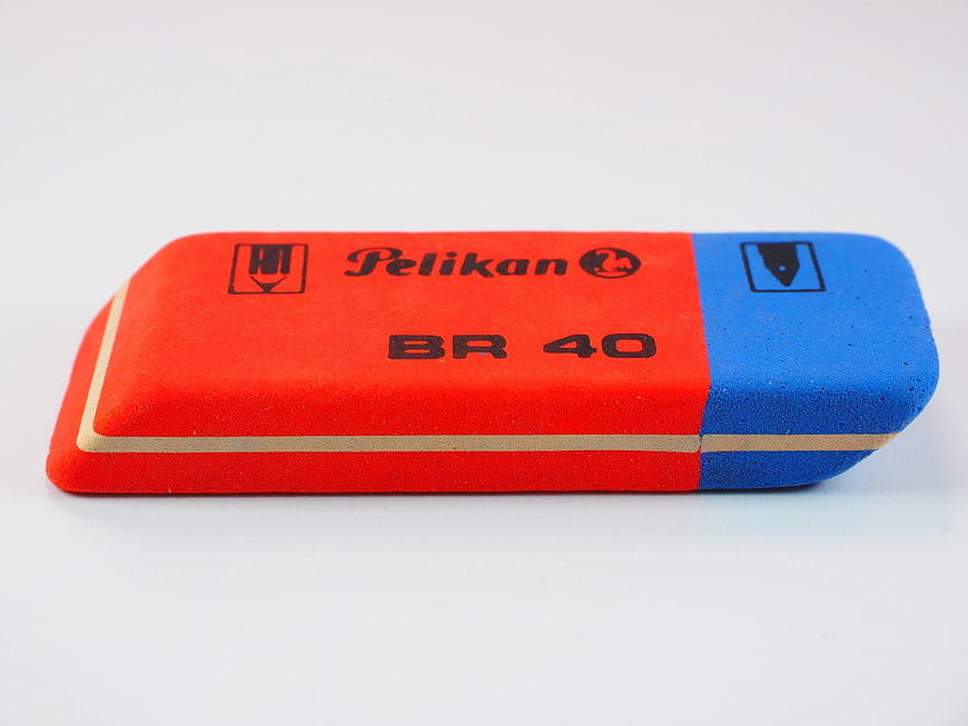 Pelikan BR 40 Red and Blue Eraser on White Background