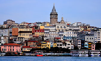Galata Tower Istanbul Skyline View from Bosphorus