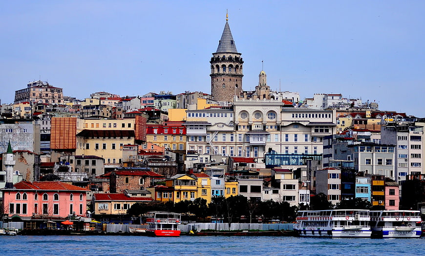 Galata Tower Istanbul Skyline View from Bosphorus
