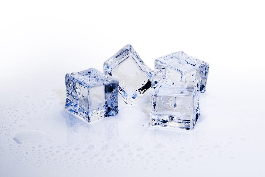 Fresh Ice Cubes on White Background