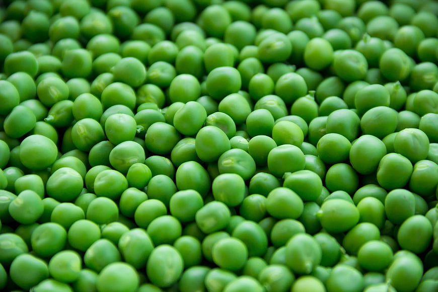 Close-up texture of fresh green peas filling the frame