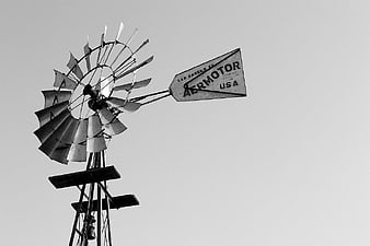 Vintage Black and White Aermotor Windmill