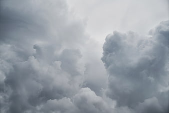 Dramatic Dark Storm Clouds Filling Overcast Grey Sky