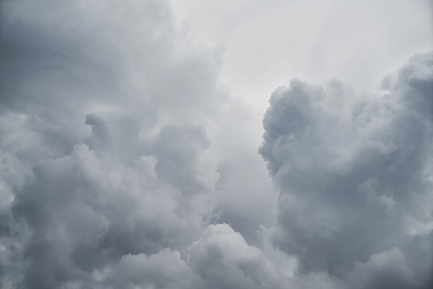 Dramatic Dark Storm Clouds Filling Overcast Grey Sky