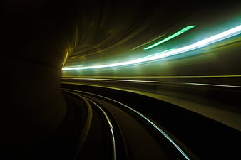 Abstract Light Trails in a Curved Tunnel