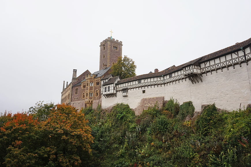 Wartburg Castle in Eisenach, Germany with autumn foliage