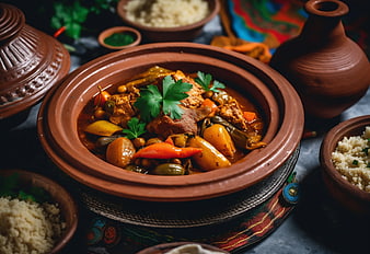 Traditional Moroccan Chicken Tagine with Couscous