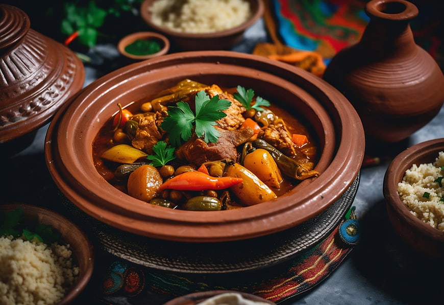Traditional Moroccan Chicken Tagine with Couscous