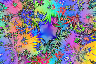 Abstract Multicolored Fractal Starburst Pattern