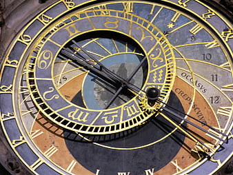 Close-Up of Prague Astronomical Clock Face with Gold Details