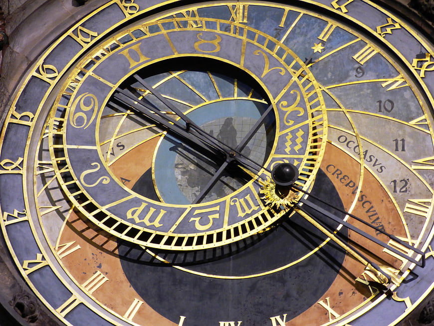 Close-Up of Prague Astronomical Clock Face with Gold Details