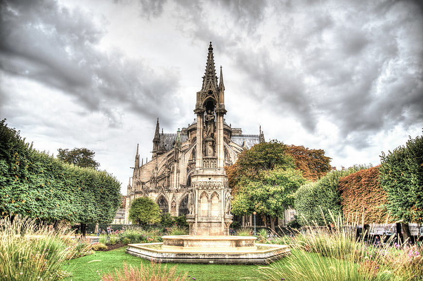 Notre Dame Cathedral Paris Gothic Architecture Garden