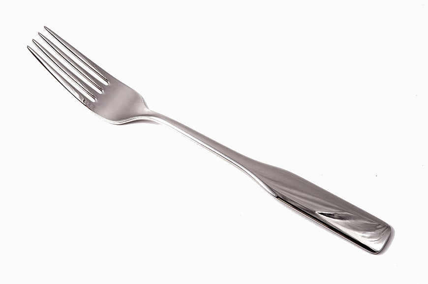 Silver Fork on White Background