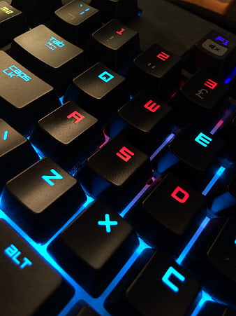 Close-up of RGB Mechanical Gaming Keyboard Keys
