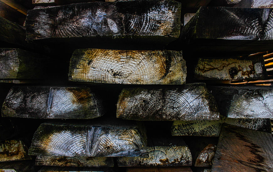 Stacked Firewood Logs with Detailed Wood Grain Texture