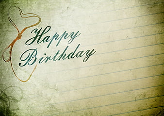 Vintage Happy Birthday Greeting on Textured Paper