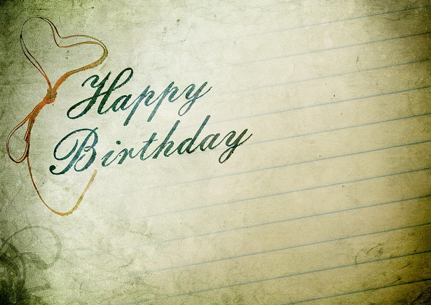 Vintage Happy Birthday Greeting on Textured Paper