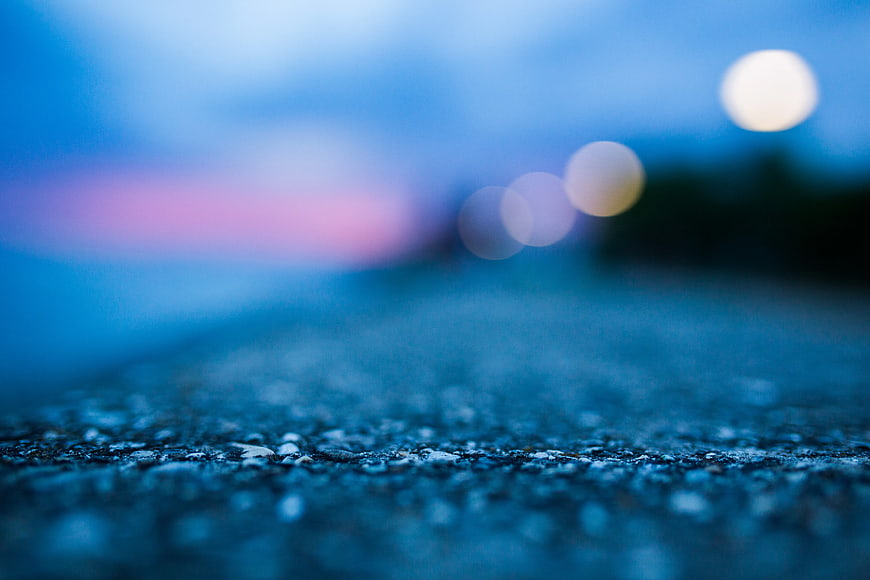 Blue Asphalt Texture with Bokeh Background