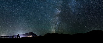 Milky Way Galaxy Over Mountain Silhouette Night Sky