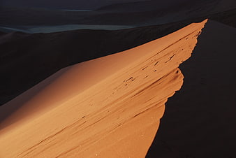 Aerial View of Orange Sand Dune Ridge in Namib Desert