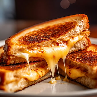 Close-up of Grilled Cheese Sandwich with Melting Cheese
