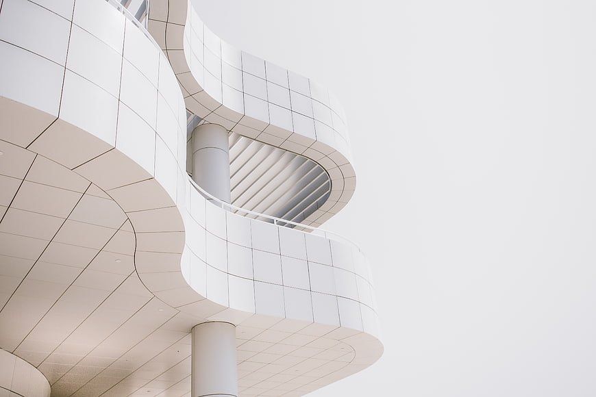Modern White Curved Architecture with Copyspace
