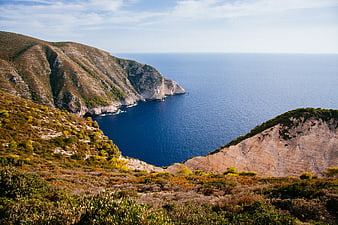 Scenic Mediterranean coastal cliffs and deep blue ocean view