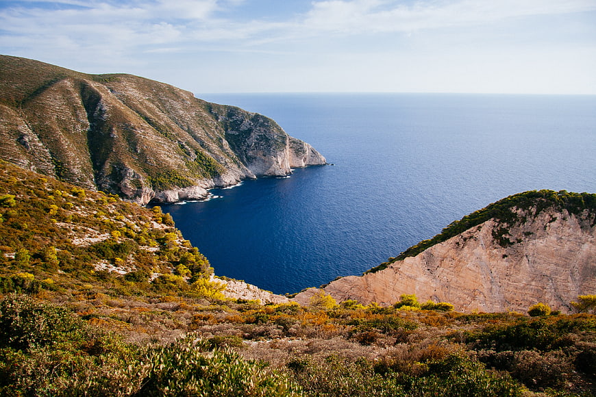 Scenic Mediterranean coastal cliffs and deep blue ocean view