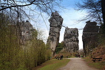 Externsteine rock formations in Teutoburg Forest, Germany