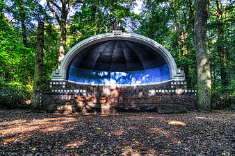 Abandoned Art Deco Bandshell in Forest