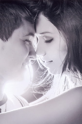 Intimate Black and White Portrait of a Romantic Couple Foreheads Touching