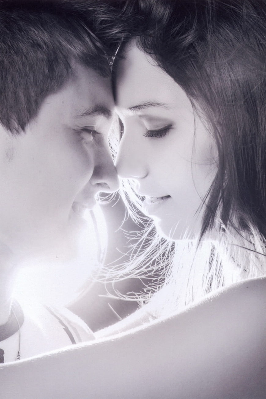 Intimate Black and White Portrait of a Romantic Couple Foreheads Touching