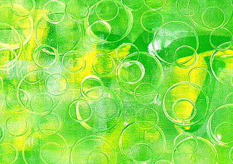 Abstract Green and Yellow Paint Circles Texture Background