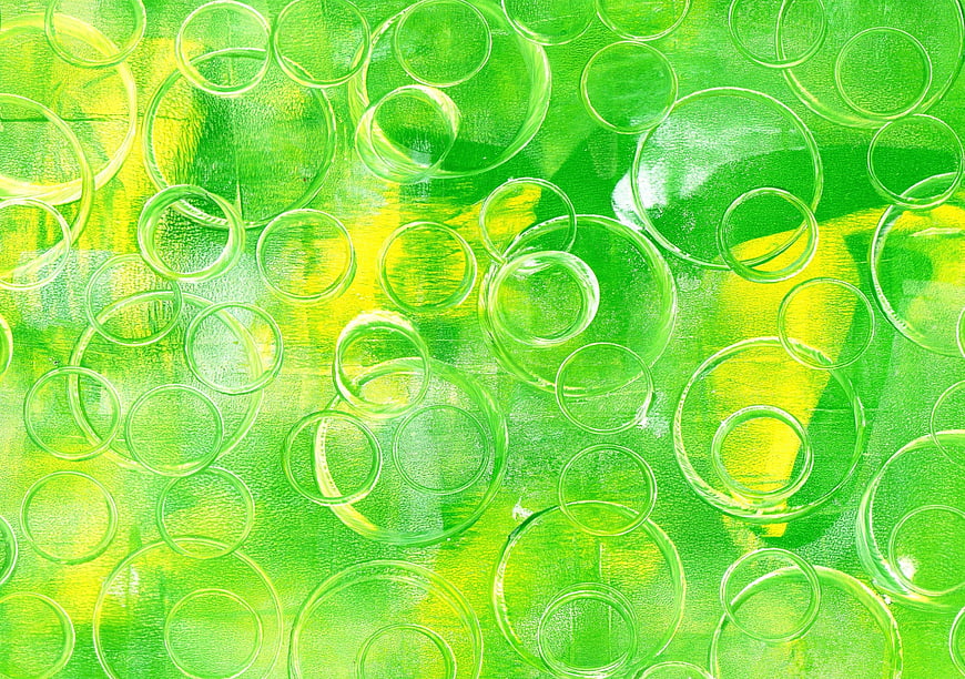 Abstract Green and Yellow Paint Circles Texture Background