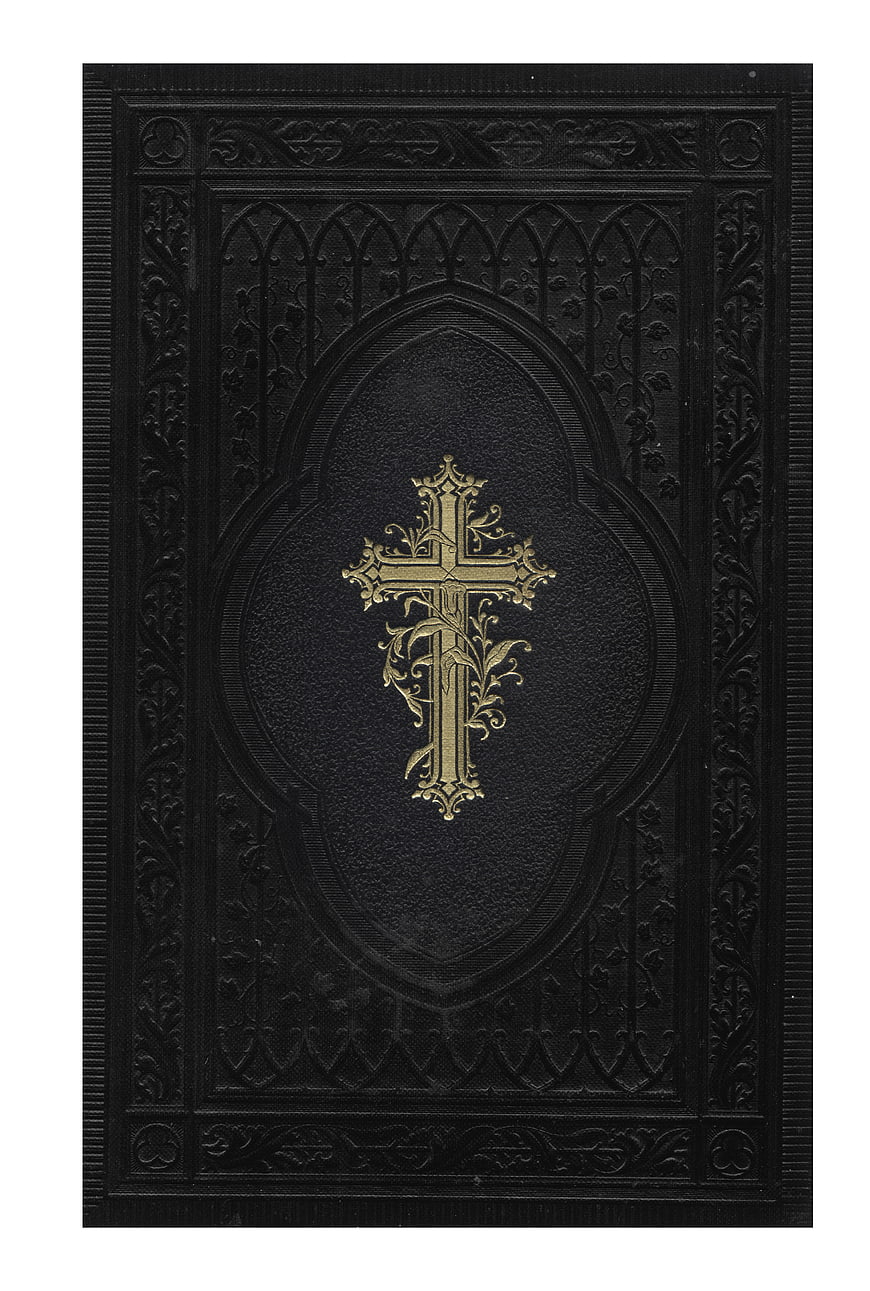 Vintage Black Leather Bible Cover With Gold Cross Embossing